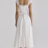 Thea witte voile + broderie anglaise maxi-jurk
