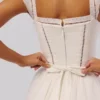 Thea witte voile + broderie anglaise maxi-jurk