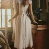 Thea witte voile + broderie anglaise maxi-jurk