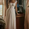 Thea witte voile + broderie anglaise maxi-jurk