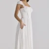 Thea witte voile + broderie anglaise maxi-jurk