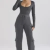 Theekleurige, gebreide utility-broek