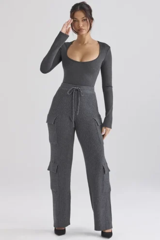 Theekleurige, gebreide utility-broek