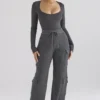 Theekleurige, gebreide utility-broek