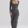 Theekleurige, gebreide utility-broek