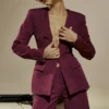 Theodora Wijnrode Blazer met Diepe V-hals