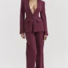 Theodora Wijnrode Blazer met Diepe V-hals