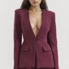 Theodora Wijnrode Blazer met Diepe V-hals