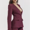 Theodora Wijnrode Blazer met Diepe V-hals