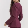 Theodora Wijnrode Blazer met Diepe V-hals