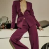 Theodora Wijnrode Blazer met Diepe V-hals