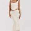 Therese Vintage crèmekleurige maxi-rok met kant
