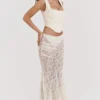 Therese Vintage crèmekleurige maxi-rok met kant