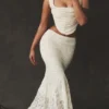 Therese Vintage crèmekleurige maxi-rok met kant