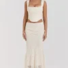 Therese Vintage crèmekleurige maxi-rok met kant