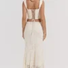 Therese Vintage crèmekleurige maxi-rok met kant