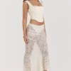 Therese Vintage crèmekleurige maxi-rok met kant