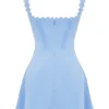 Tilly blauwe mini-jurk met plooitjes