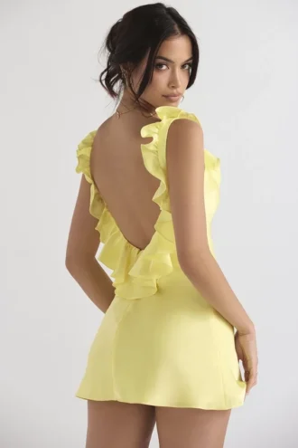 Tink Buttercup satijnen mini-jurk met ruches