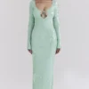 Titania Seafoam Maxi-avondjurk met pailletten