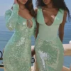 Titania Seafoam Maxi-avondjurk met pailletten