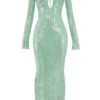 Titania Seafoam Maxi-avondjurk met pailletten
