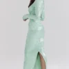 Titania Seafoam Maxi-avondjurk met pailletten