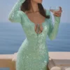 Titania Seafoam Maxi-avondjurk met pailletten