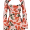 Toira roze gedrapeerde korsettenjurk met print