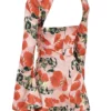 Toira roze gedrapeerde korsettenjurk met print