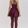 Valentia Wine Halter Mini Jurk
