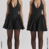 Valentia zwarte halter mini-jurk