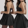 Valentia zwarte halter mini-jurk