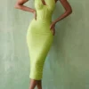 Valentina Lime asymmetrische midi-jurk met uitsnijdingen