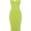 Valentina Lime asymmetrische midi-jurk met uitsnijdingen