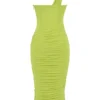 Valentina Lime asymmetrische midi-jurk met uitsnijdingen