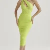 Valentina Lime asymmetrische midi-jurk met uitsnijdingen