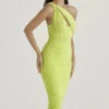 Valentina Lime asymmetrische midi-jurk met uitsnijdingen