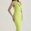 Valentina Lime asymmetrische midi-jurk met uitsnijdingen