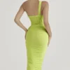 Valentina Lime asymmetrische midi-jurk met uitsnijdingen