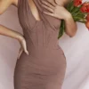Valentina Mocha asymmetrische midi-jurk met uitsnijdingen
