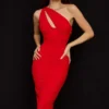 Valentina Scarlet asymmetrische midi-jurk met uitsnijdingen