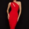Valentina Scarlet asymmetrische midi-jurk met uitsnijdingen