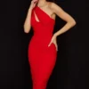 Valentina Scarlet asymmetrische midi-jurk met uitsnijdingen