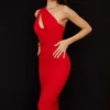 Valentina Scarlet asymmetrische midi-jurk met uitsnijdingen