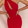 Valentina Scarlet asymmetrische midi-jurk met uitsnijdingen