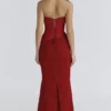 Valerie Rode satijnen kanten strapless maxi-jurk