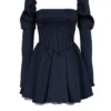 Venetia Midnight satijnen mini-jurk met pofmouwen