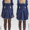 Venetia Midnight satijnen mini-jurk met pofmouwen