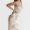Venus Vintage bloemen midi-jurk